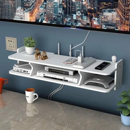 PVC TV Set Top Box Wall Mounting Support Rack Shelf Bracket Remote Control Router Wireless Wifi Storage Stand Box Decoration