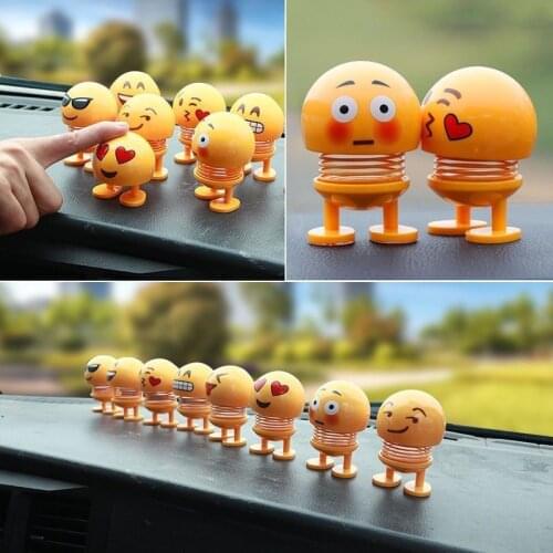 Car Decoration Ornament Dolls Cute Cartoon Funny Wobble Head Robot Lovely Car Dashboard Interior Decor Auto facial expression