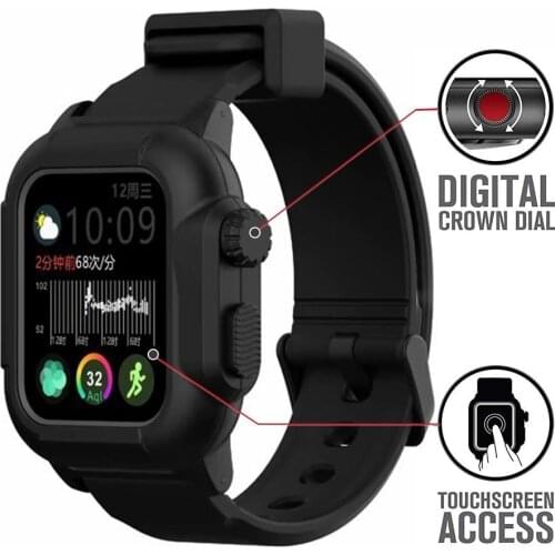 Waterproof case+Strap for Apple Watch band 44mm 40mm iWatch 42mm Luminous Full Protector cover+bracelet Apple watch 5 4 3 SE 6