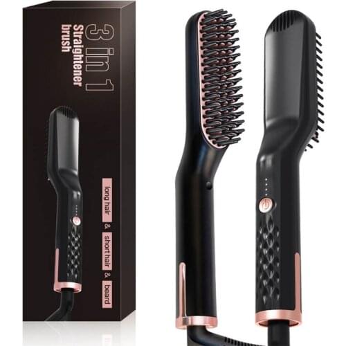 Beard Straightener Multifunctional Quick Hair Styler Straightening Comb Heated Brush Curler for Men Styling Tool