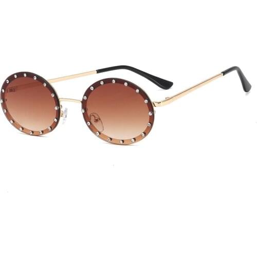 Lady oval Sunglasses Shiny Diamond Frame For Women Brand Glasses Designer Fashion Male Female Shades