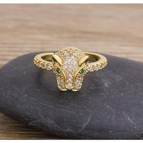 AAA Cubic Zirconia Crystal Opening Rings Bull Animal Gold Color Adjustable Finger Rings For Women Fashion Statement Jewelry Gift