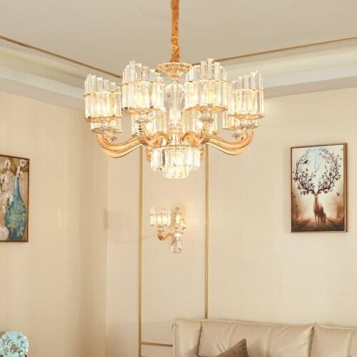 Gold Crystal Pendant Lamps Modern Crystal Pendant Light Fixture Hanging Lamp Hotel Lobby Hall Home Indoor Lighting 6/8/15 Lamp