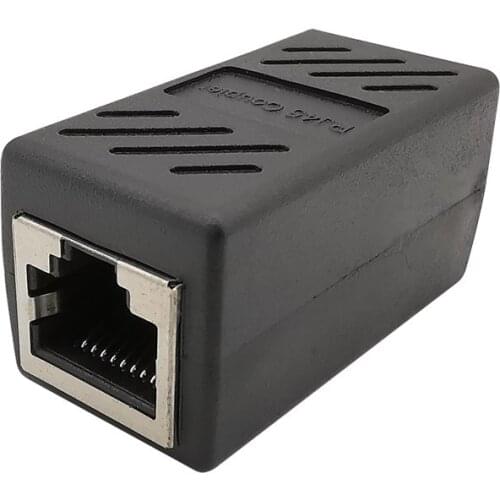 1Pcs Black Female to Female Jack Network LAN Connector RJ45 Coupler Ethernet Extender Cable Extension Converter