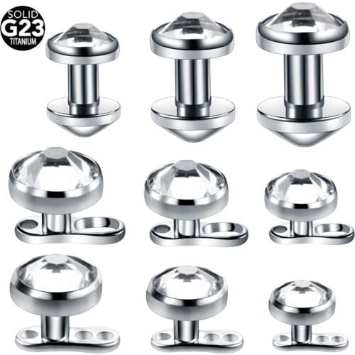 1PC G23 Titanium Micro Dermal Anchor Piercings Gem Dermal Top Set with Base Hide in Skin Dermal Piercings Body Jewelry Piercings