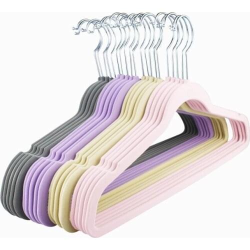 10 pcs/lot 45cm Anti-skid Velvet Hangers Flocking Hangers Without Mark Space Saving Mens and Womens Clothing Storage