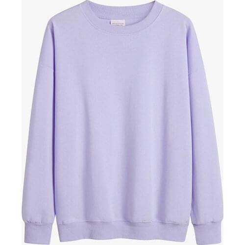 13 Colors S-2XL Korean Cotton Women Hoodie Sweatshirts Solid O-Neck Long Sleeve Oversize Spring Autumn Ladies Pullovers W613