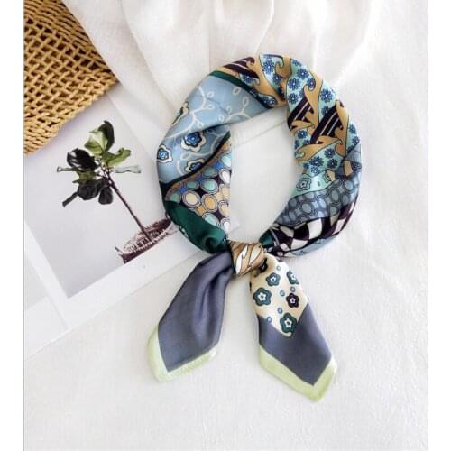 2021 Square Scarf for Women Abstract Pattern Silk Shawl Headscarf Fashion Neckerchief Female Headband Hair Wrap Foulard Hijab