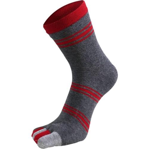 5 Pairs Male Five Finger Socks Wholesale Men Stripe Cotton Finger Toe Sandal Socks