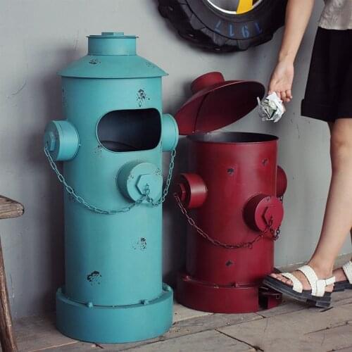 American vintage nostalgic iron sheet pillar-box garbage bucket home decoration props