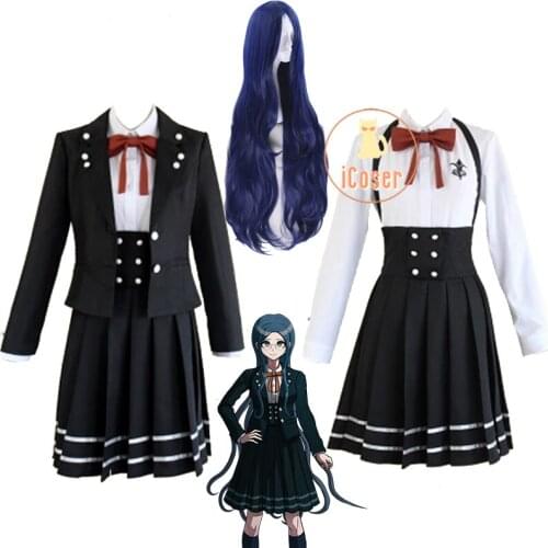 Anime Danganronpa V3 Shirogane Tsumugi Cosplay Costume with Wig School Girl JK Uniform Women Skirt Set Halloween Party Suits