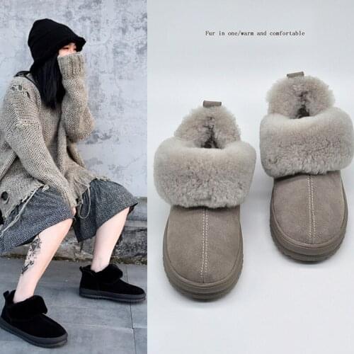 Artmu Original Fur Snow Boots Handmade Plush Boots Warm Cotton Boots Flat Sole Winter Women Boots Wool Shoes R8901