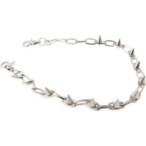 Punk Spike Jeans Pants Chain Secure Travel Wallet Chain Link Coil Leash Jewelry N2UE