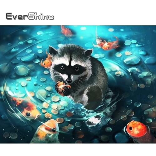 Evershine 5D Diamond Embroidery Raccoon Animal Diamond Painting Kit New Arrival Picture Of Rhinestone Mosaic Full Drill Wall Art