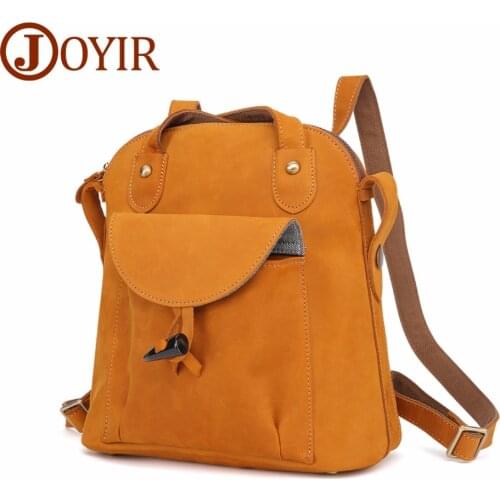 JOYIR Fashion Genuine Leather women backpack vintage brown school girl shoulder bag backpacks ladies shopping travel bags 3011