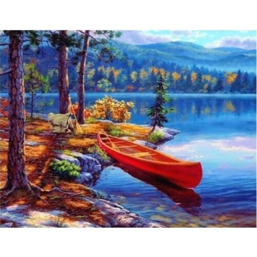 Kexinzu Full Square/Round 5D Diy Diamond Painting Cross Stitch "Boat " Diamond 3D Embroidery Mosaic Home Crafts