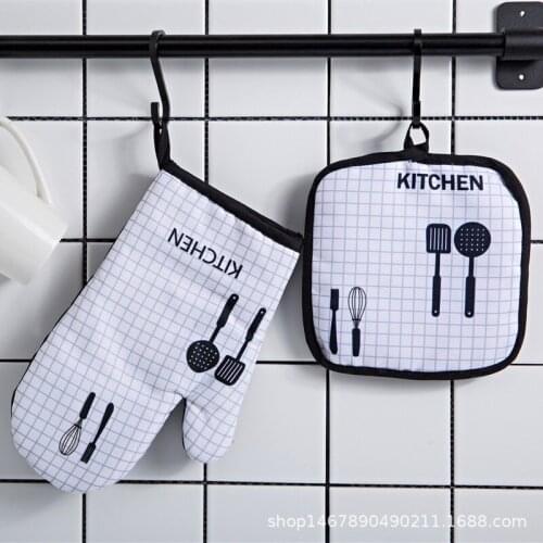 2 Sets thickened oven gloves Home kitchen insulation mat anti-hot microwave gloves
