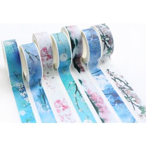 1.5cm Cute flowers Washi Tape DIY decoration Scrapbooking Sticker Label Masking Tape School Office Supply