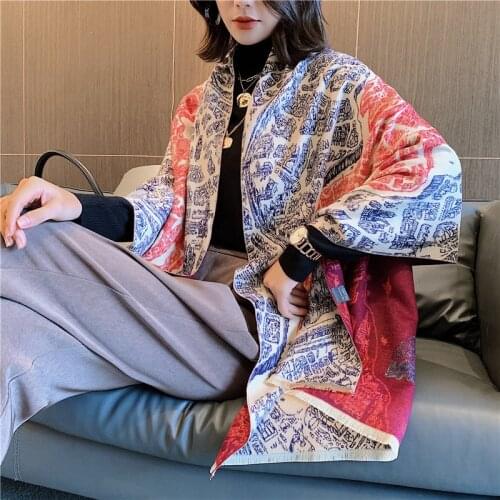 Fashion Winter Scarf Women Cashmere Warm Pashmina Foulards Lady Luxury Horse Scarves Thick Soft Bufanda Shawls Wraps 2020 New