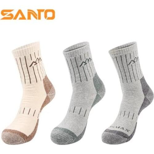 Men Sports Socks (3 Pairs/lot) SANTO/S015 Cotton Quick Dry Male Socks Warm Outdoor Climbing Hiking Socks