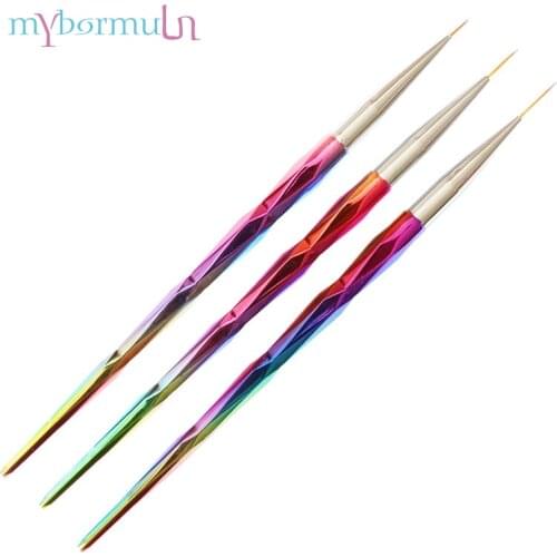 MYBORMULA 3 pcs/set Colorful Nail Art Drawing Liner Pen UV Gel Polish Tips 3D Design Manicure Drawing Tool Kit High Quality