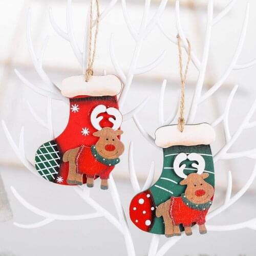New Year Christmas Wooden Pendants Ornaments Creative Wood Craft Xmas Tree Ornament Christmas Party Decorations Kids Gifts