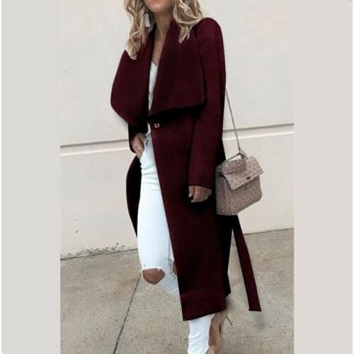 2019 Autumn and Winter LooseLong-sleeved Turn-down Collar Fur Coat Womens Long Coat White Grey Black Burgundy Navy Jackets