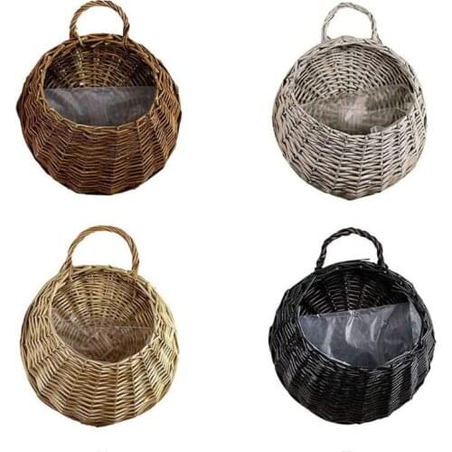 Handmade Woven Basket Natural Wicker Hanging Planter Storage Flower Pots Hanger for Home Garden Wedding Wall Decorations