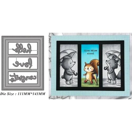 Cutting Dies Letter Three Grid Hollow Frame DIY Mold Paper Metal Craft Dies for Card Making Cut Dies 2021 Embossing New Molds