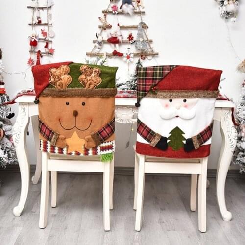 Christmas Santa Claus Cartoon Chair Cover Home Dining Table Chair Cover Dressing Supplies Festive Christmas Decorations