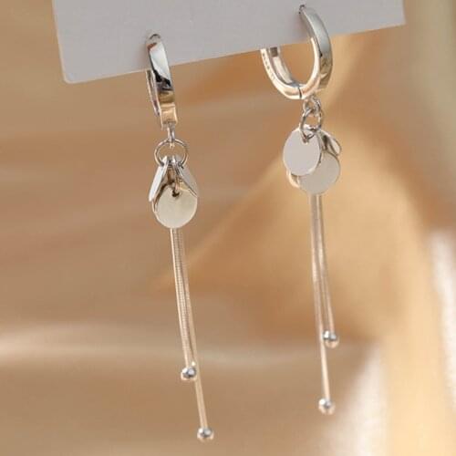 Disc Tassel Earrings Hoop Earrings Hollow Out Earrings Charm Women Asymmetry Jewelry New Fashion Elegant Party Accessories Gift