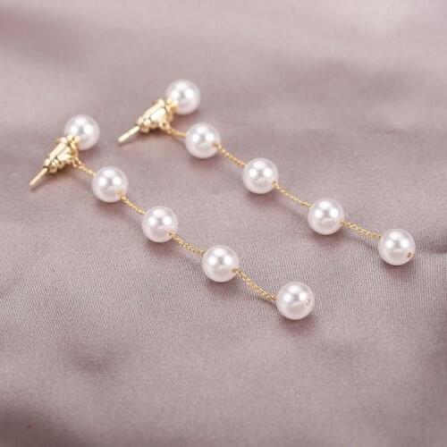 Dorado Baroque Bijou Simulated Pearl Drop Dangle Earrings For Women Wedding Long Tassel Simple Brincos Elegant Fashion Jewelry