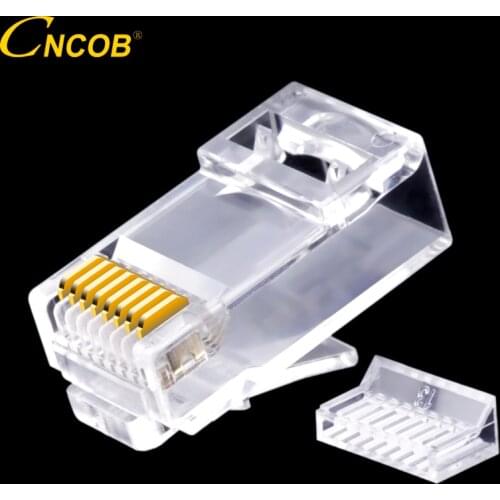 CNCOB two-piece rj45 cat 6 network connector Gigabit Ethernet network cable modular plug Cat6 utp crystal head gold-plated