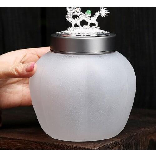 Home Furnishing Glass Sealed Tea Caddy Home Decoration Desktop Decoration Kitchen Condiment Dispenser Glass Tea Caddy Gift