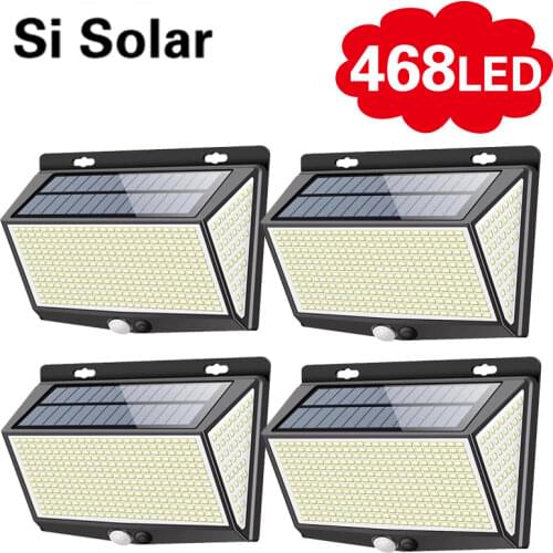 468 LED Solar Light Human Body Sensor 288 Solar Lamp IP65 Outdoor Light automatic adjust brightness Garden Street Light