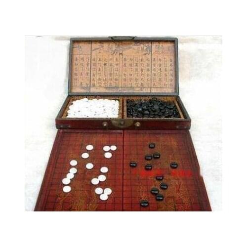 YM Wholesale cheap Chinese Go Game Set Leather Box Goban Board and Stones