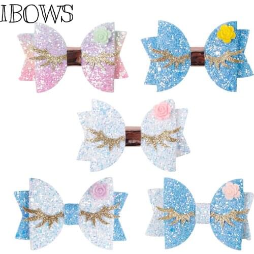 3 Inch Chunky Glitter Hairgrips Shiny Cute Flower Horn Horse Hair Clips Boutique Handmade Hairbow Accessories DIY Supplies