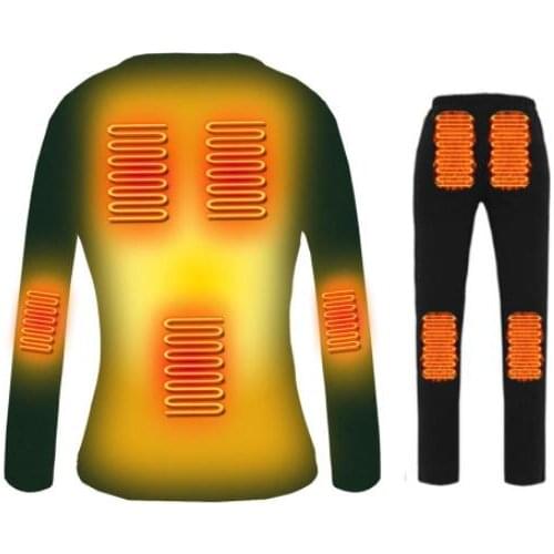 Womens Heated Shirt Heated Pants Electric Heating Clothes Heated Thermal Underwear Set Heating T Shirt Hiking Ski Base Layer