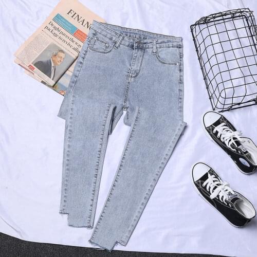 Woman Jeans Pants Autumn Winter Light Color High Waist Skinny Stretch Pants Pantalones Vaqueros Mujer