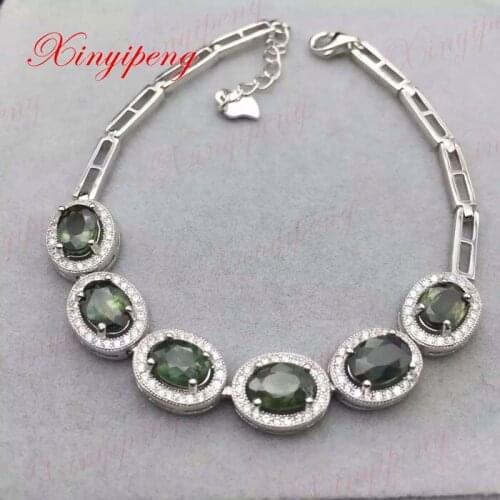 925 sterling silver with 100% natural sapphire bracelet women with Luxury and generous A wedding gift