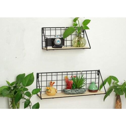 1PC Wooden Iron Wall Shelf Wall Mounted Storage Rack Organization For Bedroom Kitchen Home Decor Kid Room DIY Wall Rack JL 209