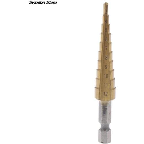 3-12mm Coated Stepped Drill Bits Hex Handle Drill Bit Metal Drilling Power Tool 1 PC