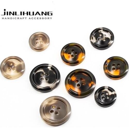 10pcs 15-30MM Round Resin Coat Buttons 4-holes Animal Leopard Print for Suit Kids DIY Craft Sewing Cloth Decoration Accessories