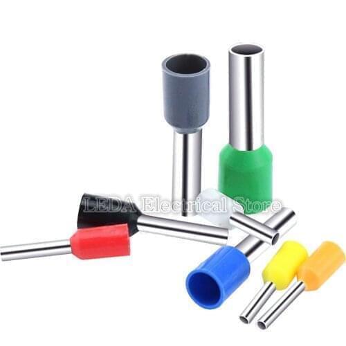 100pcs E2508 E2510 E2512 E2518 E4009 E4012 Insulated Ferrules Terminal Block Cord End Wire Connector 2.5mm2,Crimp Terminator