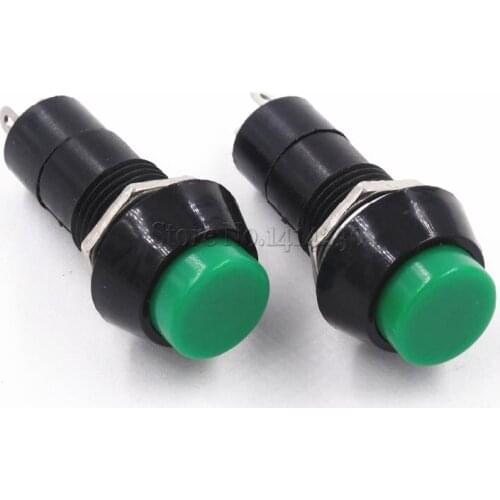 100PCS Round Push Button Switch PBS-11A ON-OFF Self-locking 250VAC 1A Green