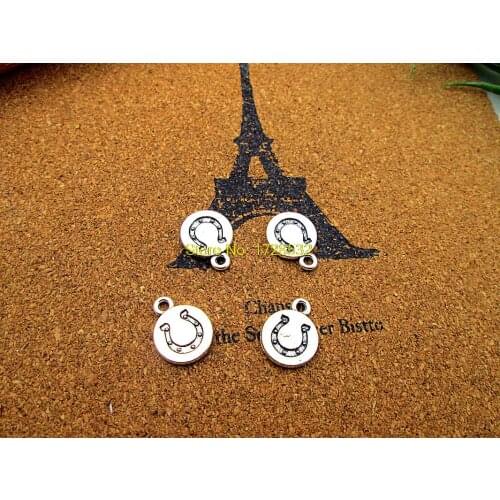 100pcs horseshoe charm Antique Tibetan Silver 2 sided horse shoe pendants charms 16x12mm