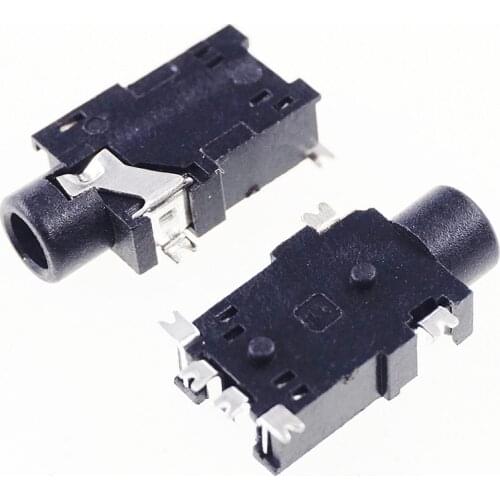 1000pcs Earphone Jack Diameter 2.5mm 6 pin for 3 poles stereo audio plug SMT reflow solderable with locators DC30V 0.5A Rohs