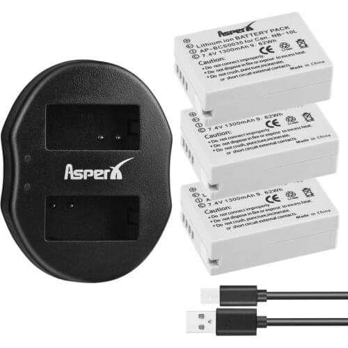 3Pcs NB-10L NB10L NB 10L 1300mAh Camera Batteries + Dual USB Charger for Canon G1X G15 G16 SX40HS SX50HS SX60HS SX60 SX50 SX40