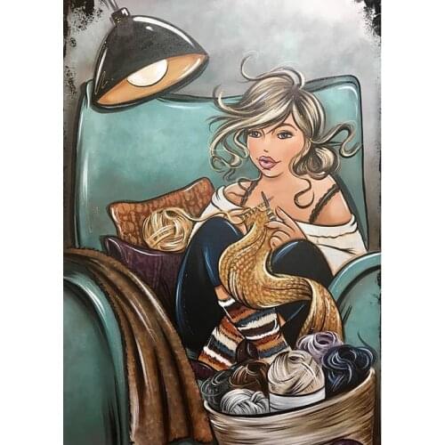 5D Square Diamond Painting Sexy Women Cross Stitch Diamond Embroidery Fat Lady Knitting Full Round Diamond Mosaic Rhinestones YN