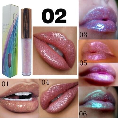 6 Color Glitter Liquid Lipstick Chameleon Bright Flash Pearlescent Bright Moisturizing Durable Glow Laser Lip Makeup TSLM1